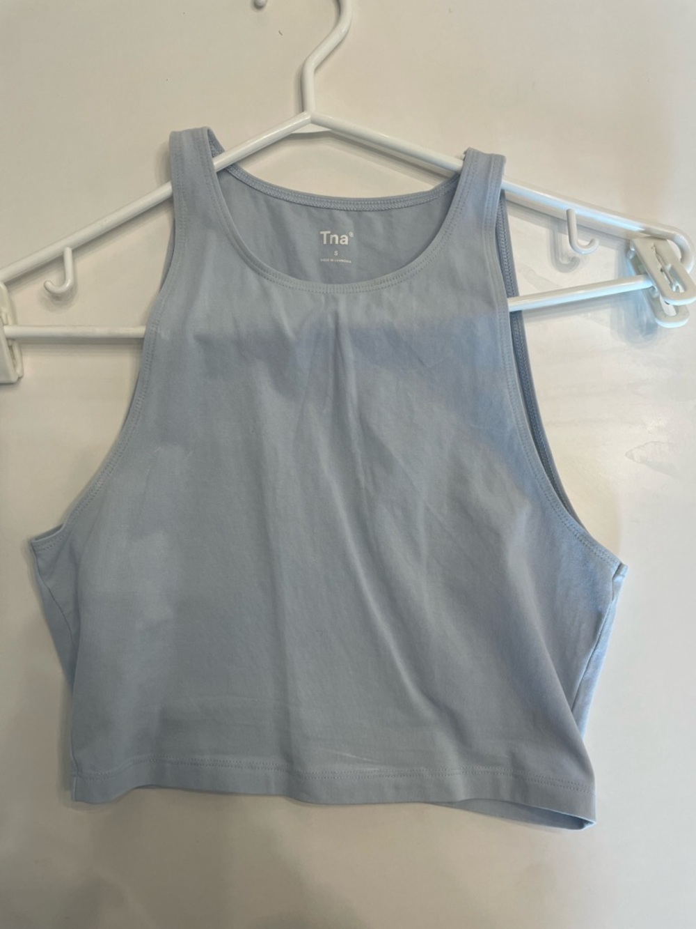 TNA Pale Blue High Neck Cropped Tank